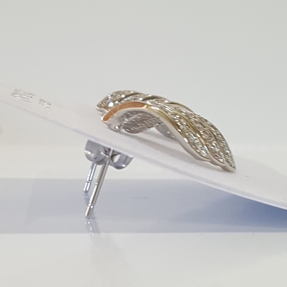 White-Gold Simulated Diamond Earrings - Picture 3 of 6